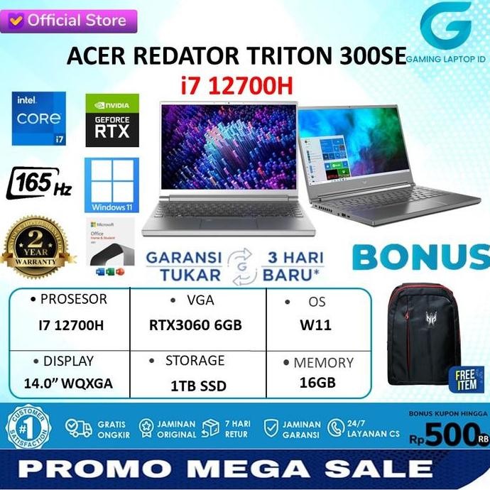 ACER PREDATOR TRITON 300 SE PT314 RTX3060 - I7 12700H 16GB 1TBSSD W11