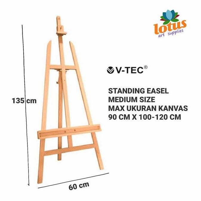 

ready V-TEC Standing Wooden Easel Kanvas Stand Kayu Medium