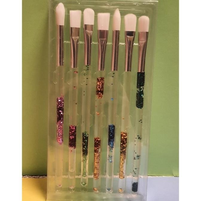 

ready white nylon brush/kuas lukis glitter handle 7pcs