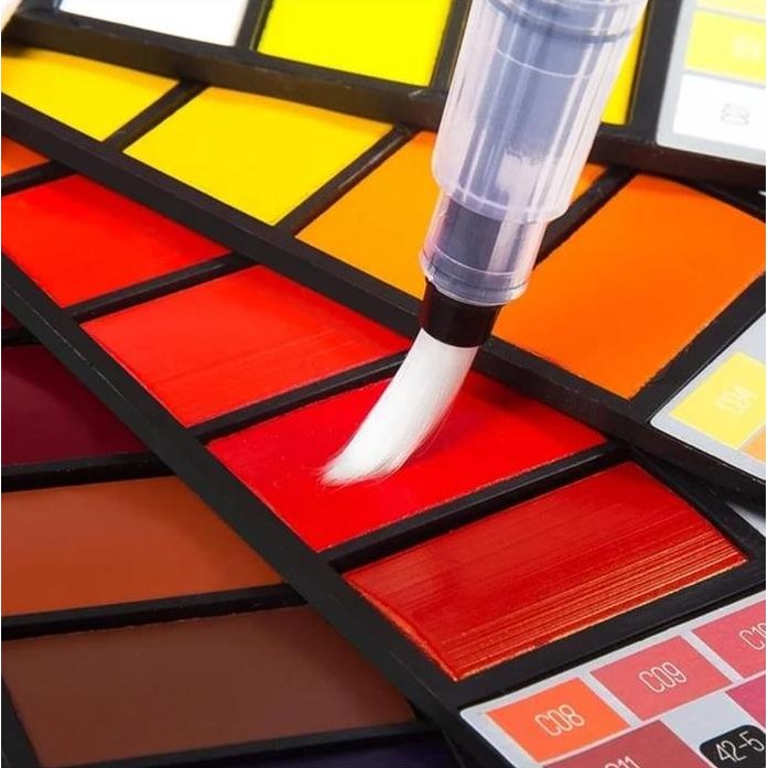 

ready Superior Solid Watercolor Aquarelle Cake Paint Set 18 Warna - Cat Air Padat Isi 18 Color - Cat Lukis Watercolour Mini Compact Portable Acquerelli Color Colour Colors Set Kuas