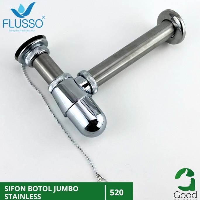 (Expert) Flusso Sifon Botol Stainless Sifon Pembuangan Wastafe Cuci Tangan Jumbo Afur Wastafel 520