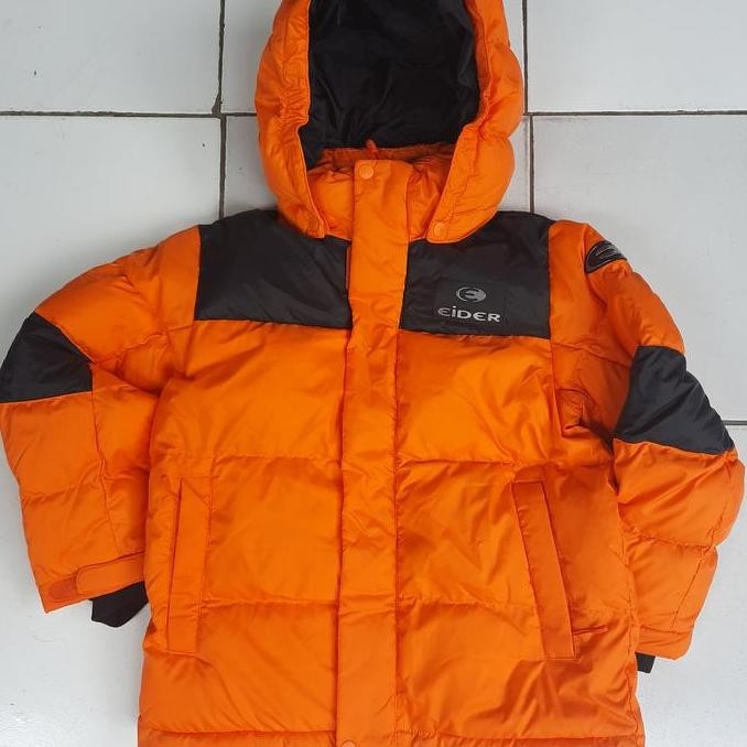Jaket Gunung Anak Hiking Traveling Trekking Winter Down Eider Orange