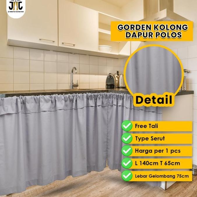 Hordeng Kolong Dapur Minimalis Polos Tirai Bawah Kompor murah