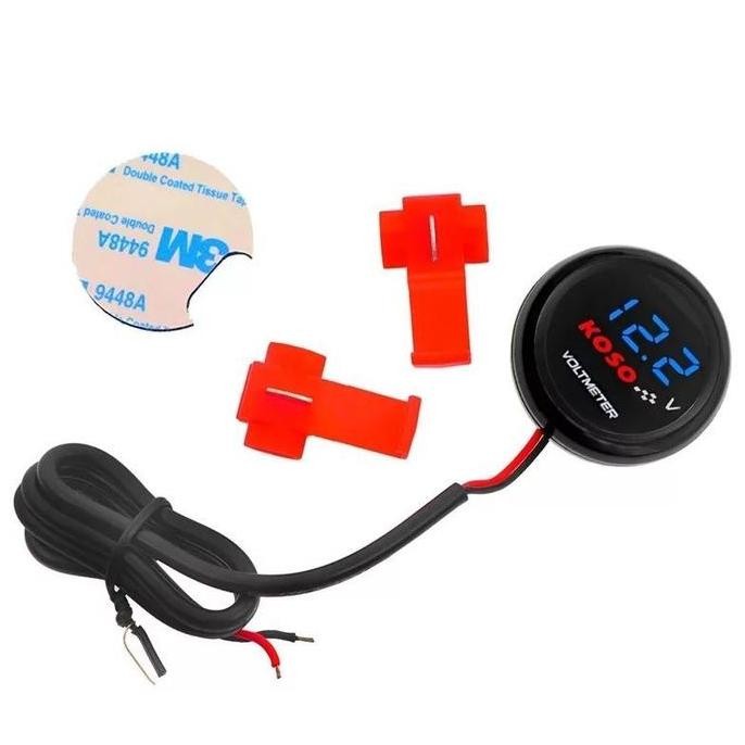 Voltmeter Aki Bulat KOSO original/Universal Motor Koso Putaran Mini Voltmeter Tegangan LED Digital M