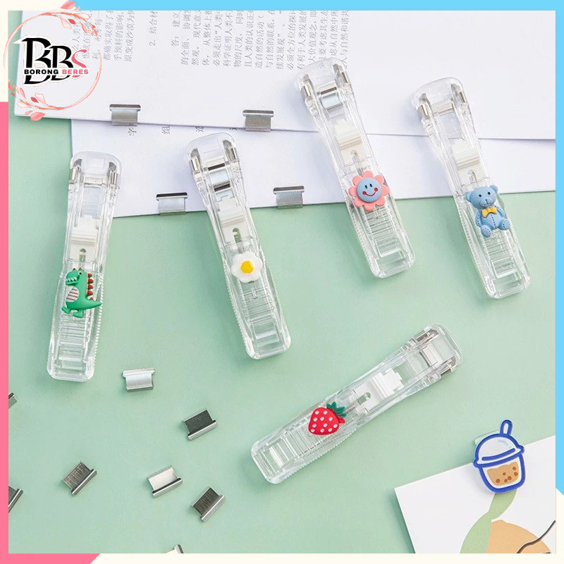 

BORES Kliper Penjepit Kertas Stapler Dorong Paper Clips Poratble Stainless Steel Staples Otomatis