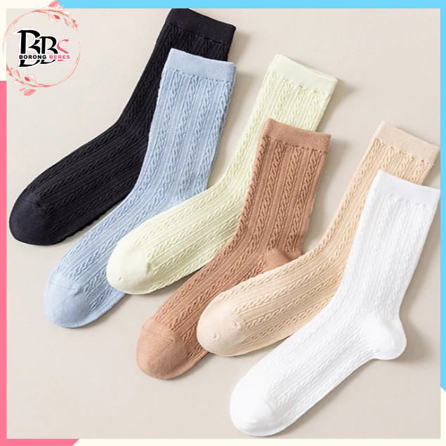BORES Kaos Kaki 6997 Kaos Kaki Panjang Wanita Dewasa Embos Renda Kaos Kaki Wanita Korean Style