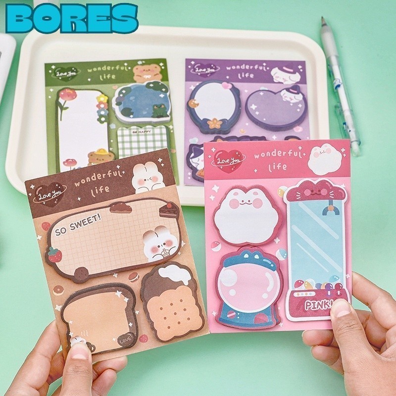 

BORES Sticky Notes Lucu 3 IN 1 Tempelan Kertas Catatan 60 Lembar Notes Kertas Tempel Karakter Bear Cat Rabbit Pembatas Buku Motif Hewan Imut Penanda Buku Memo Stick Stationery Memo Pad Convenience Cute 3 IN 1