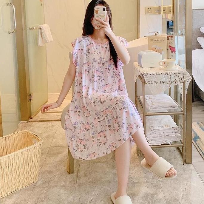 ready stock Daster Korean Style Import Premium Wanita Dewasa All Size Piyama Baju Tidur Motif Lucu L