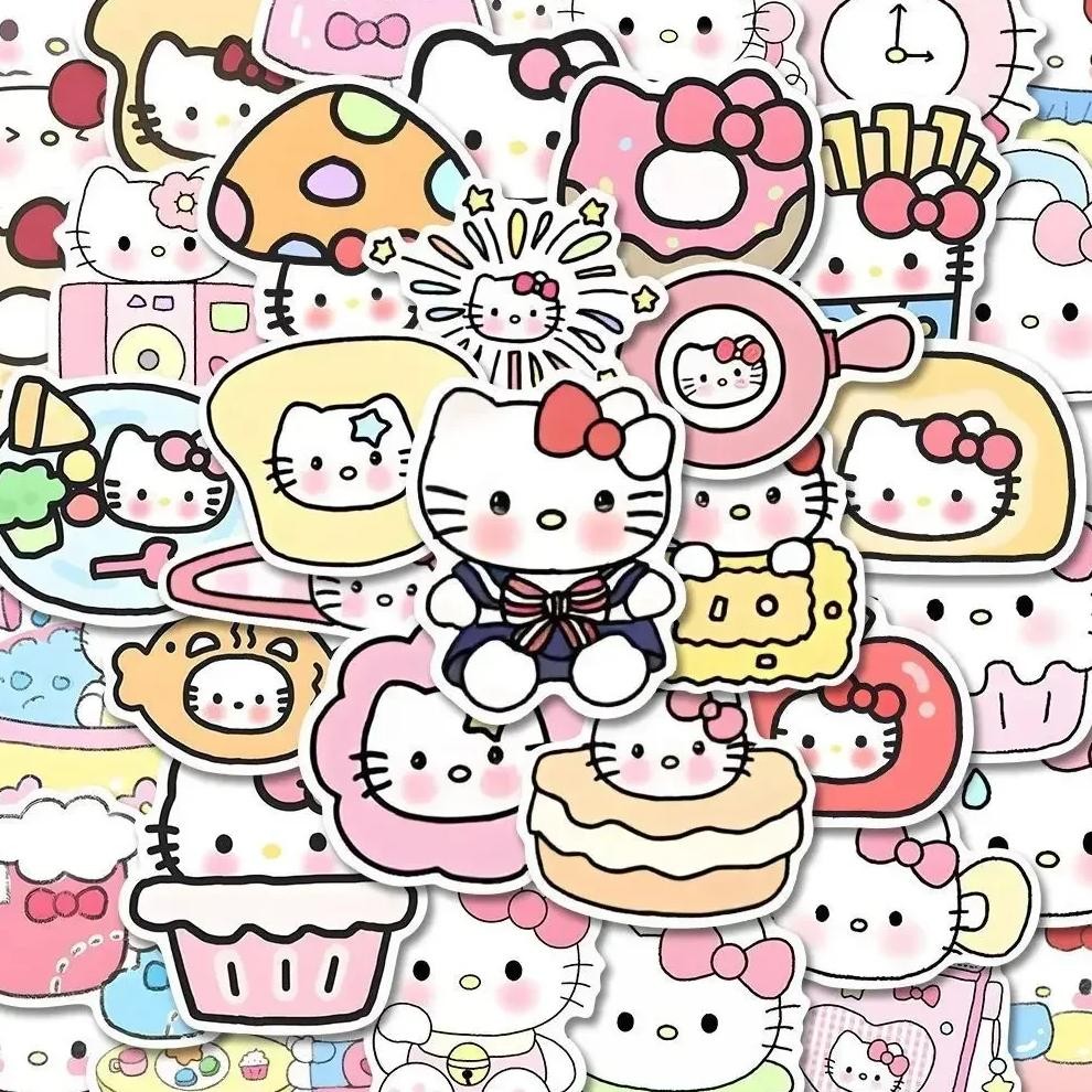 

100PCS Sanrio Hello Kitty Stickers Kawaii Cute Anime Sticker Decals for Phone Case Guitar Diary Cartoon Kids Girls Toy