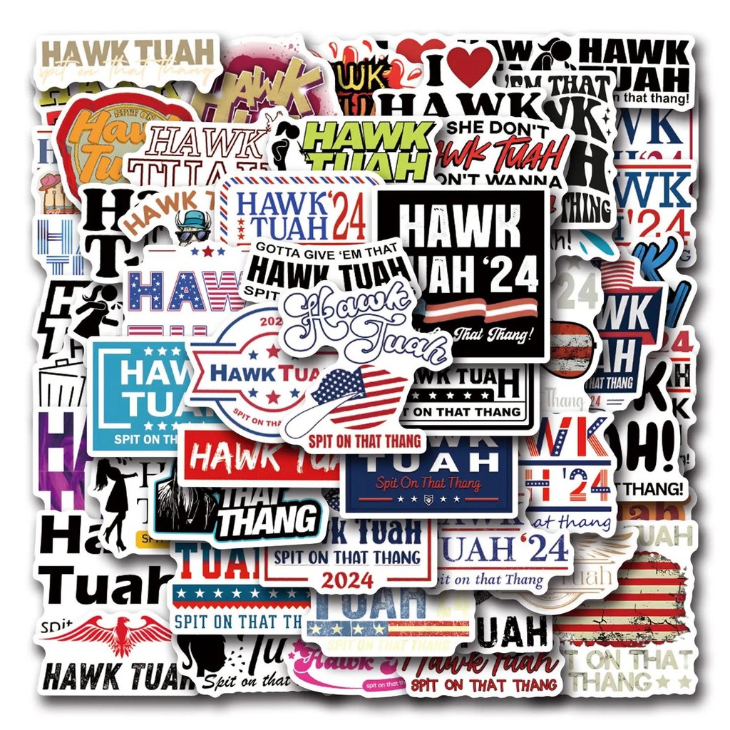

10/30/55PCS Hawk Tuah Spit on That Thang Sticker Graffiti Decorative Luggage Skateboard Phone Case Water Cup Waterproof Decal