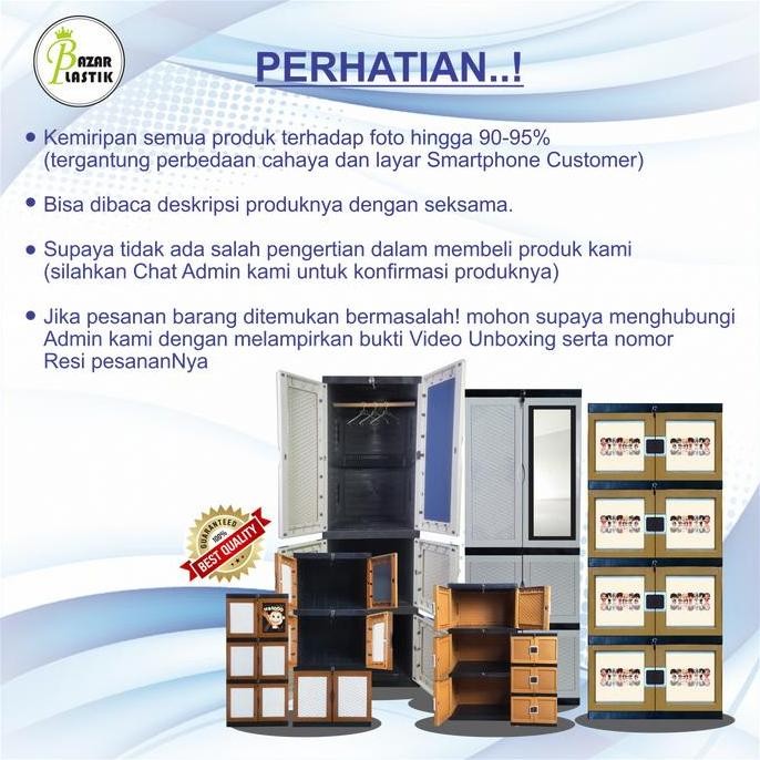 Lemari Pakaian Plastik 3 Tingkat / Lemari Baju Plastik 3 Tingkat / Lemari Plastik Portable Full Kunc