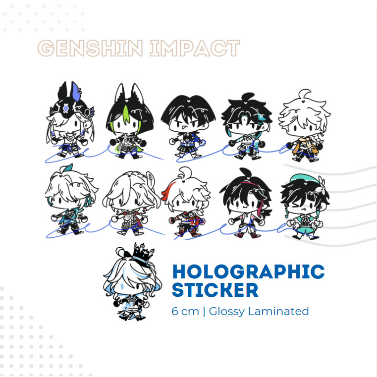 

lilzee ✦ [min 4 pcs] Genshin Impact Doodle Holo Sticker