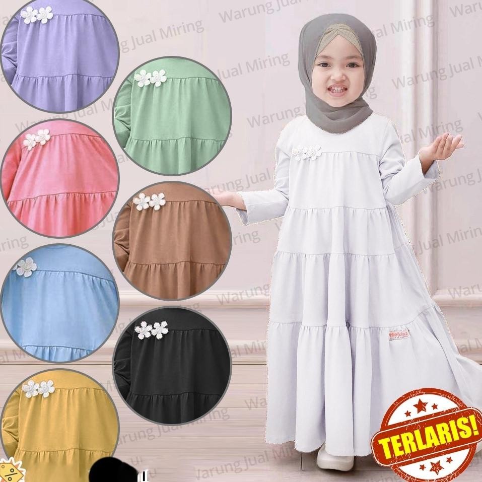 Promo Gamis Anak Princess 4-5 Tahun Model Susun Bahan Voxy Melar Balita Murah Kids Batita Kecil Pere
