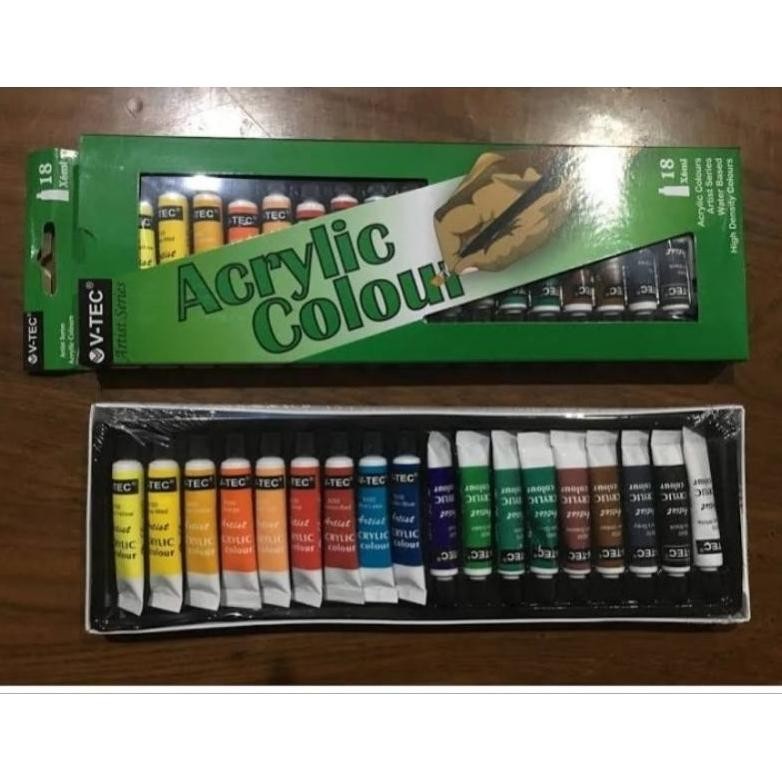 

V-Tec Acrylic Set 18 - Cat Acrylic Colour Paint Set 18Warna 6ml - Cat Lukis Akrilik VTEC Terlaris
