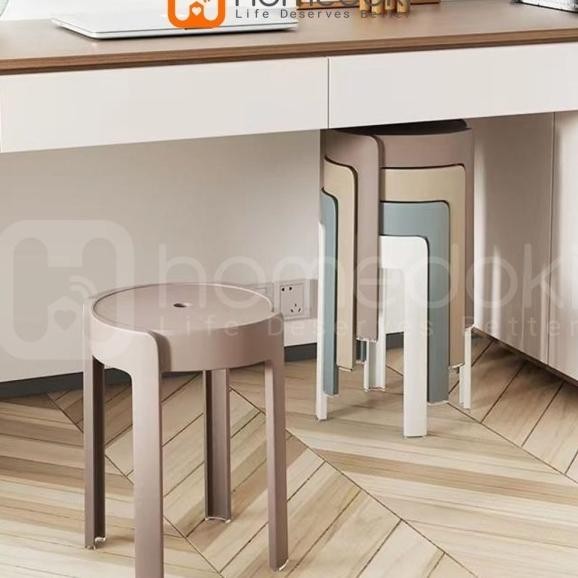 Homedoki Kursi Plastik Kursi Makan Kursi Bulat Kursi Lesehan