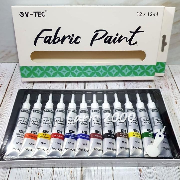 

Cat Kain Fabric Paint / Leather Paint V-tec 12 Warna Terlaris