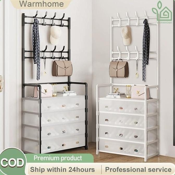 COD Rak Penyimpanan rak sepatu tertutup anti debu Pakaian Gantung Rak Sepatu Rak Sepatu Hanger Tas T