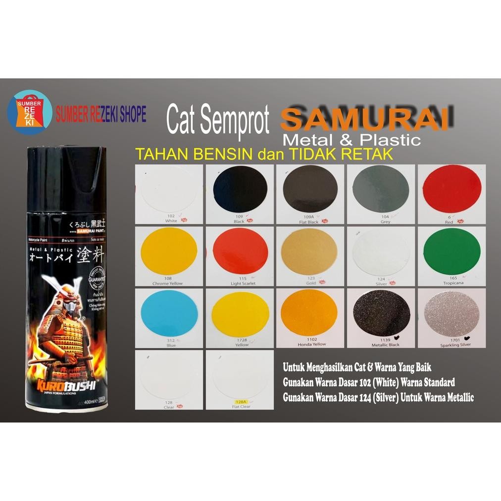 

Cat Semprot Samurai Warna Standard Cat Motor, Mobil, Besi, Plastik Terlaris