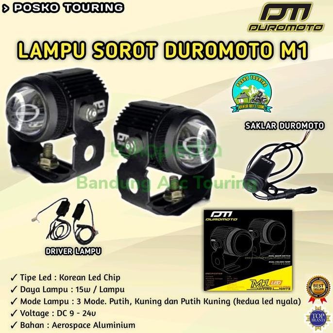 Lampu Duromoto M1 + Saklar Duromoto | Lampu Sorot Foglamp Motor Mobil