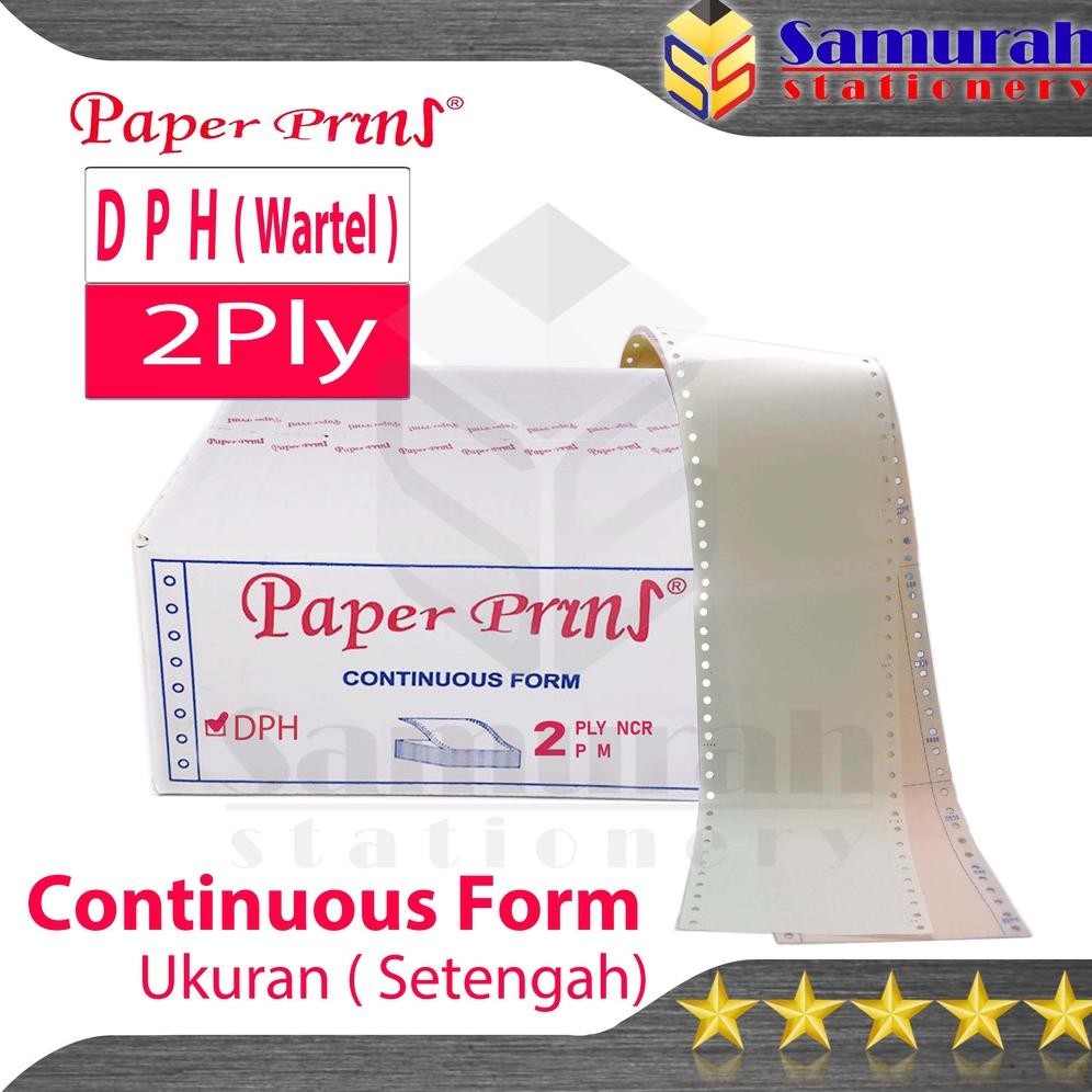 

Kertas Continuous Form Paper Prins 9,5/2 x 11/2 ( Wartel ) K2 Ply DPH Bagi 4 / CF Paperprins Carbonize NCR / Kertas Komputer Karbon Rangkap 2 RB07
