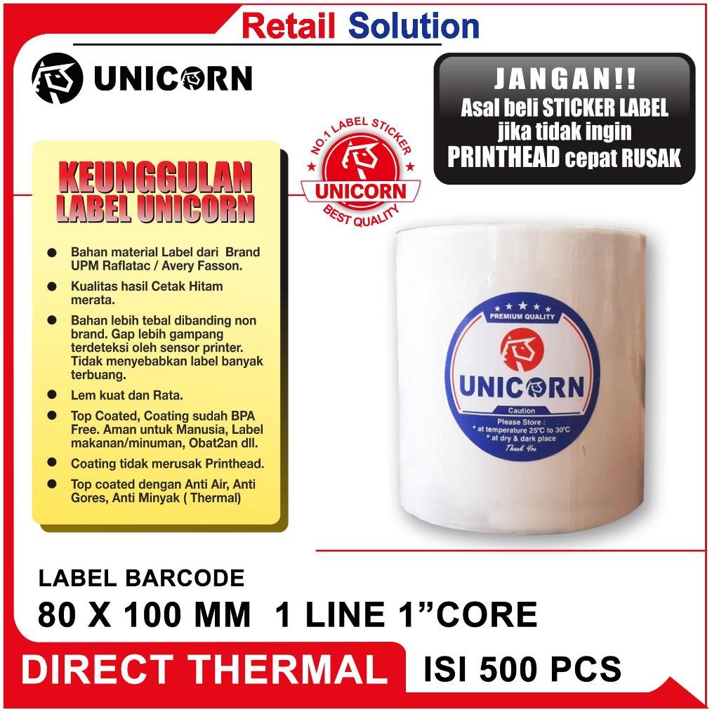 

Label Stiker Thermal 80x100 mm / 80 x 100 mm / 80x100mm 500Pcs RB07