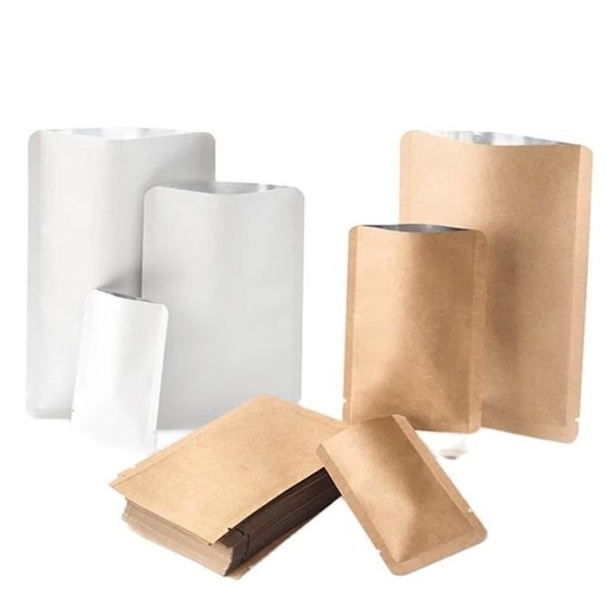 

100Pcs/300Pcs Kraft/White Paper Open Top Bag Coffee Tea Powder Soap Chocolate Candy Spice Trail Heat Sealing Packaging Pouches Kualitas Terbaik Harga Termurah