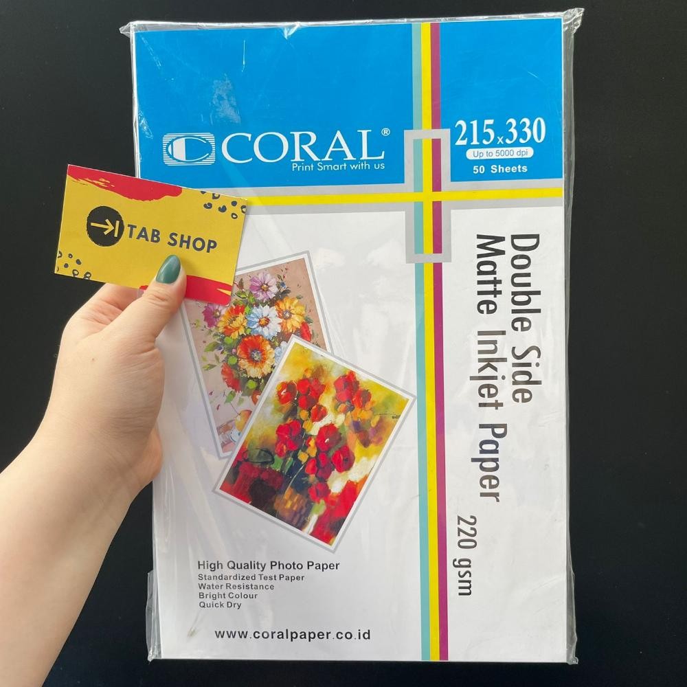 

Sale! Coral Kertas Sertifikat F4 220 Gsm - Matte Inkjet Double Side 50 Lembar