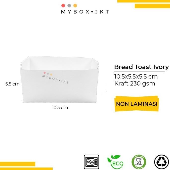 (Expert) Box Kotak Roti Bread Toast Paper Tray Ivory Putih 10,5x5,5x5,5