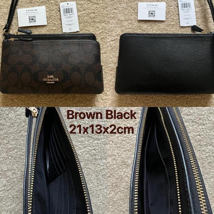 Murah Nwt Authentic Coach Double Zip Large Wristlet