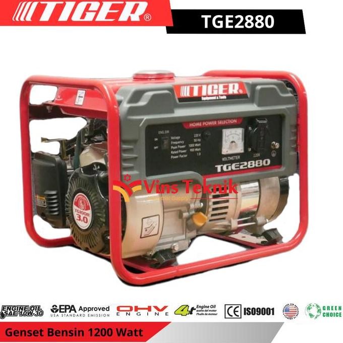 

Terlaris Mesin Genset 1200Watt Gasoline Generator Tiger Tge2880