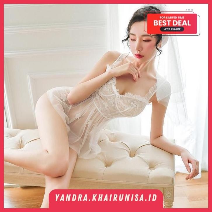 LUNA PREWEDDING DRESS LACE TRANSPARAN SET LINGERIE PENGANTIN WANITA SEKSI COSTUME BRIDE AND BRIDESMA