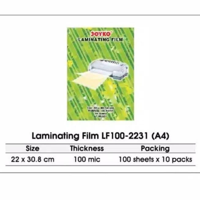 

ready !!! plastik plastic laminating joyko a4 100 micron laminasi panas