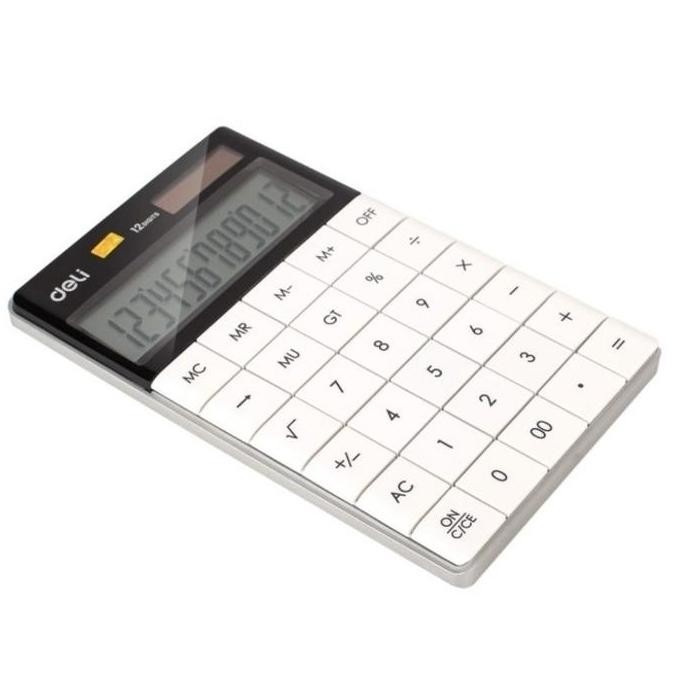 

restock DELI E1589 White Calculator/kalkulator Modern ORIGINAL Garansi 12Digit