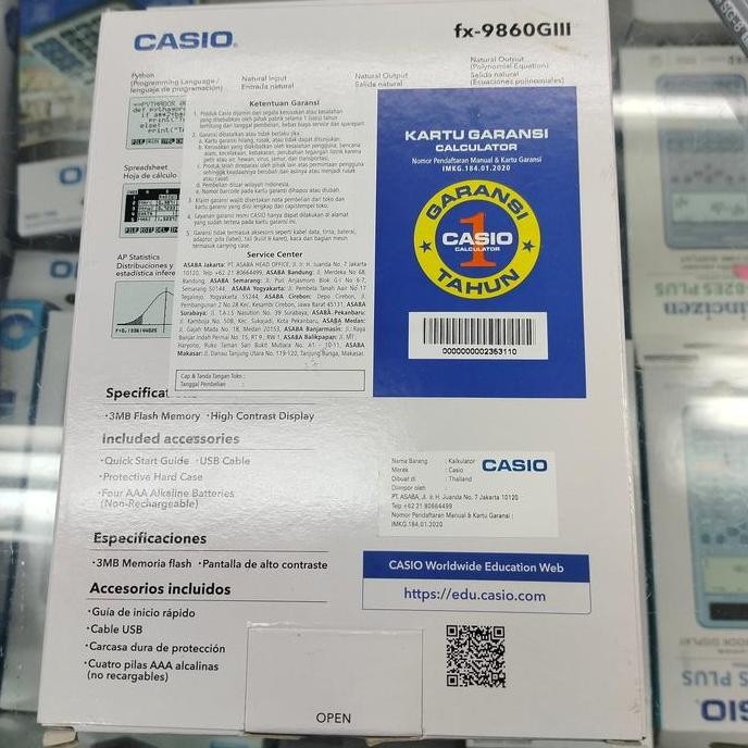 

restock Kalkulator Casio Graphic fx 9860GII SD Garansi Resmi [212]