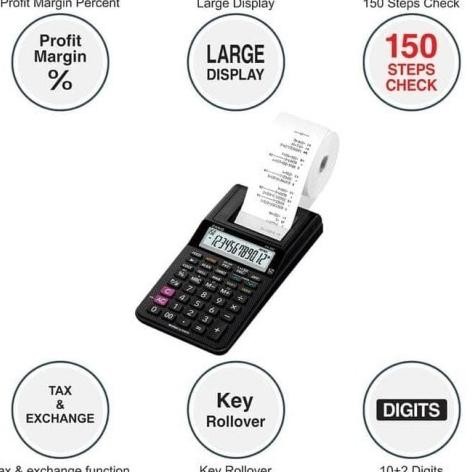 

restock Kalkulator Kasir Printing CASIO HR-8RC-BK Mini Print Calculator 8 RC