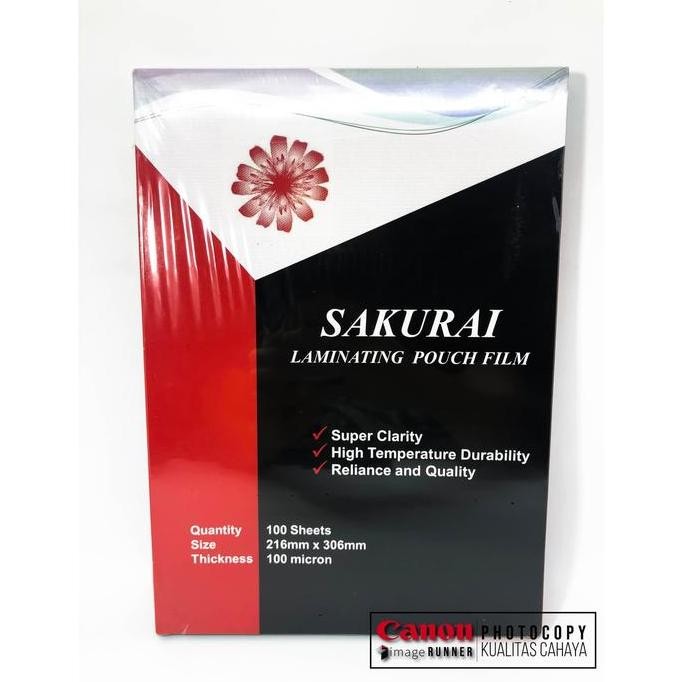 

ready !!! Plastik Laminating SAKURAI A4 216mmx303mm 100 micron