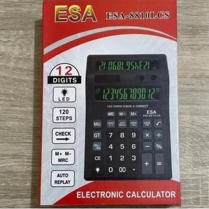 

restock Kalkulator Layar Led menyala Calculator Besar Esa 8810 12 digit cek ulang 2 layar bolak balik BATERAI A3