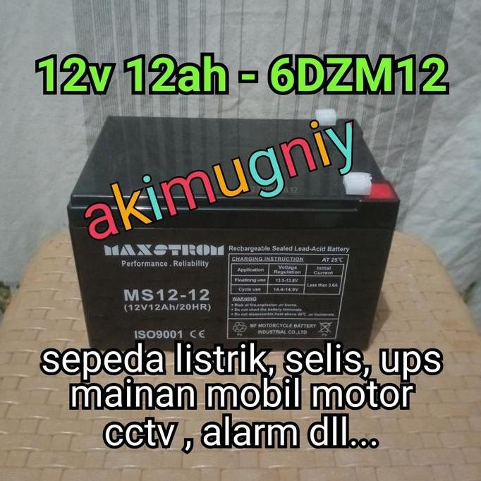 Aki Baterai Kering Vrla Mf 12Ah 12V Sepeda Listrik Mainan Ups Gs Yuasa