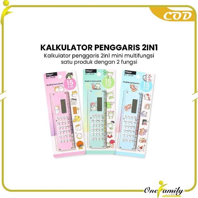 

restock [COD] OFM A65 Kalkulator Penggaris Karakter 2IN1 Mini Portable Multifungsi Perlengkapan Sekolah Anak