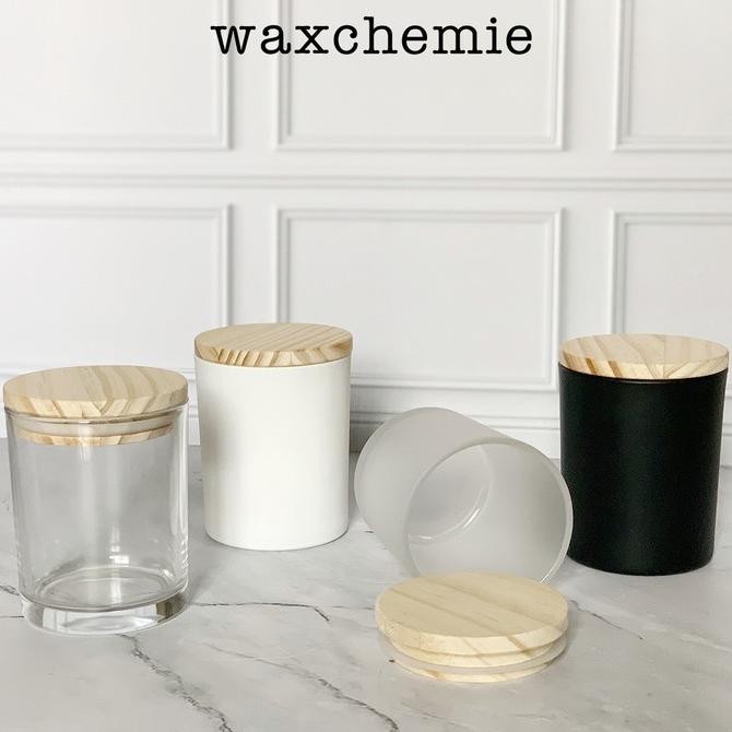 Candle Glass Jar Wood Lid / Gelas Kaca / Container Lilin Tutup Kayu