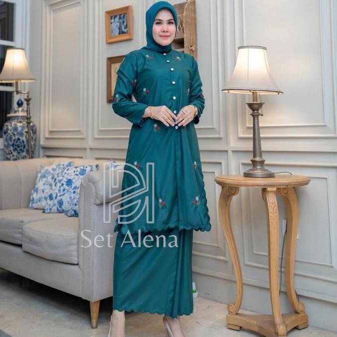 Set Aleena Kurung Melayu Bordir Setelan Melayu Malaysia Bordir Bunga Setelan Rok Kurung Melayu Sulam