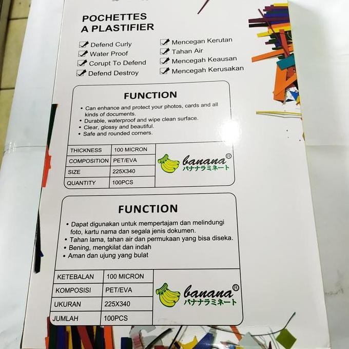 

ready !!! Plastik laminating F4. merk banana