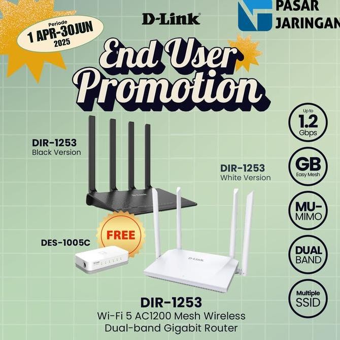 Dlink Dir-1253 Ac1200 Mu-Mimo Mesh Wireless Gigabit Router