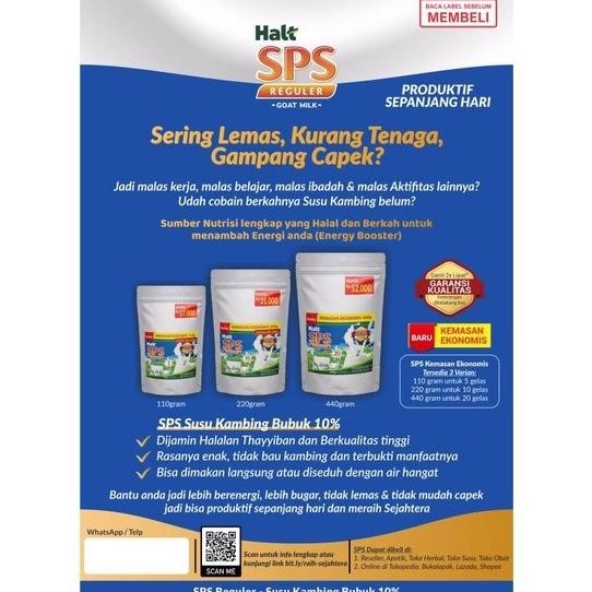 

(Expert) SUSU KAMBING BUBUK HALT SPS KEMASAN POUCH 110g 220g 440g / susu kambing SPS / susu sps pouch bukan box / sachet