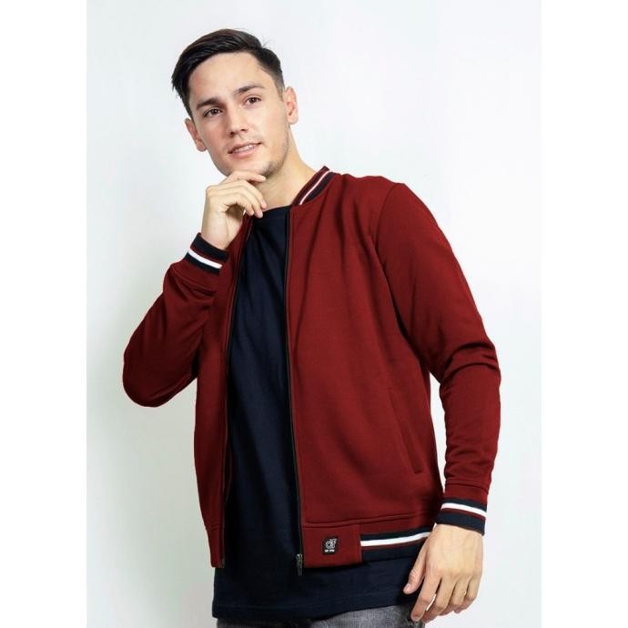 Grosir D&F Jaket Bomber Cvc Pria - Maroon