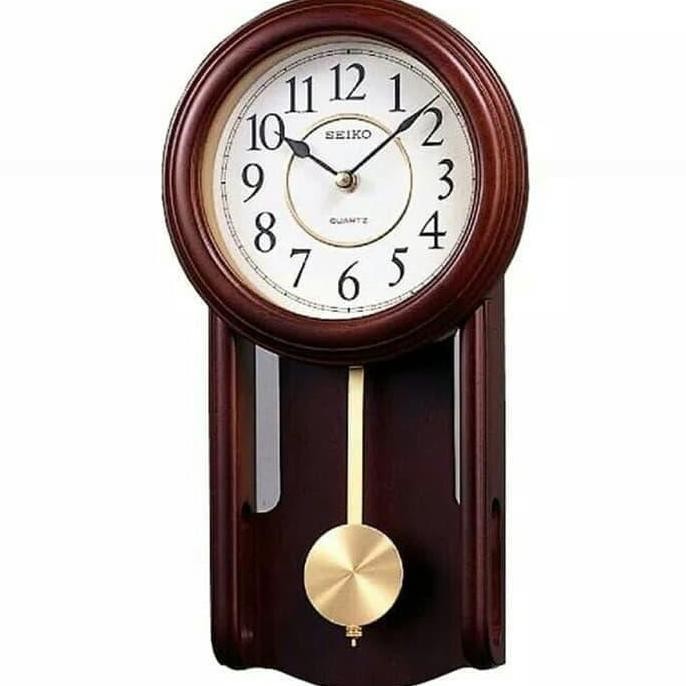 Jam Dinding Seiko Kayu Bandul Japan Qxc105B Qxc105 Brown Original