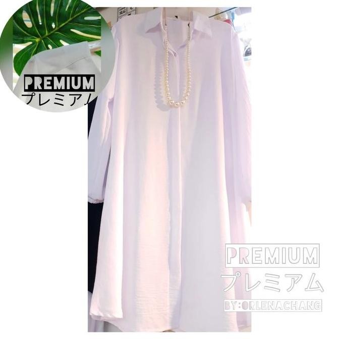 PREMIUM Kemeja putih wanita long tunik airflow import ISYANA