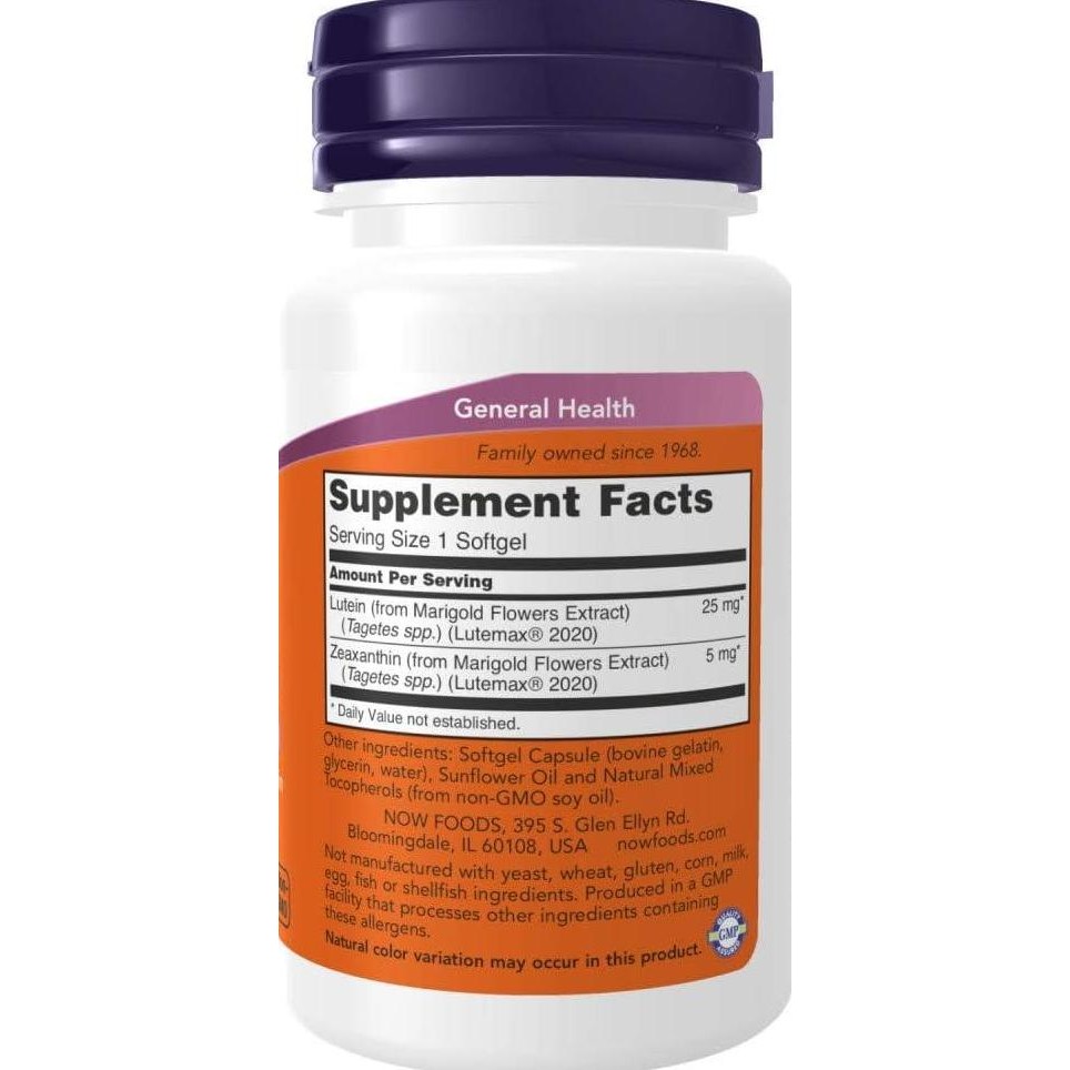 Now Supplements Lutein & Zeaxanthin 25 Mg Lutein 5 Mg Zeaxanthin