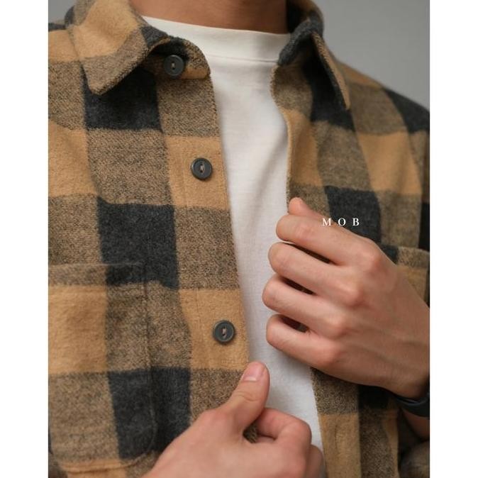 Murah Shirt Jaket Flannel Good Fellow Bronze Plaid Original