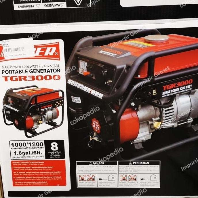 

Terlaris Genset Tiger 1000 Watt Max 1200 Watt Tgr3000